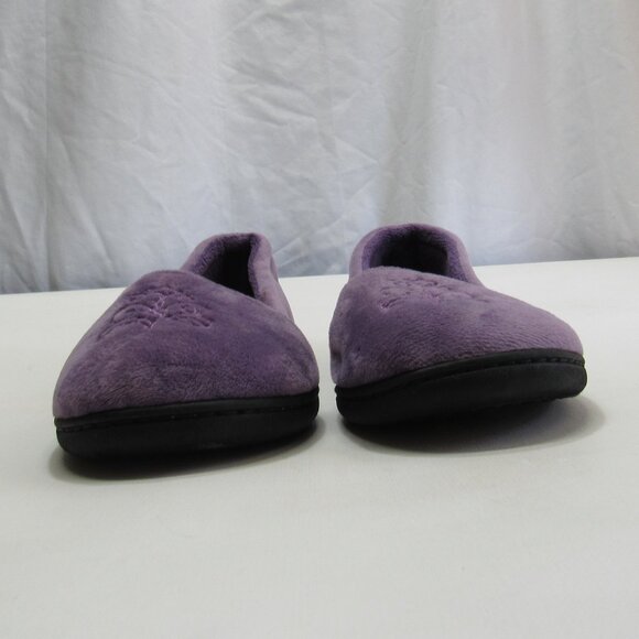 Dearfoams Women's Cozy Purple Velour Embroidered Ballet Slippers Size M (7-8) - Picture 3 of 10